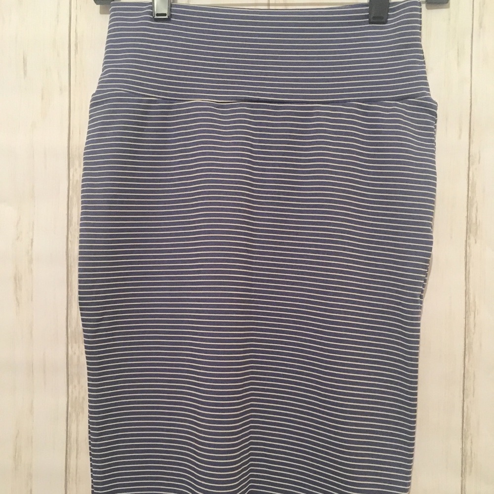 LulaRoe XS Cassie Blue Striped Skirt